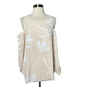 Shilla the Label Cream Floral Cold Shoulder Blouse